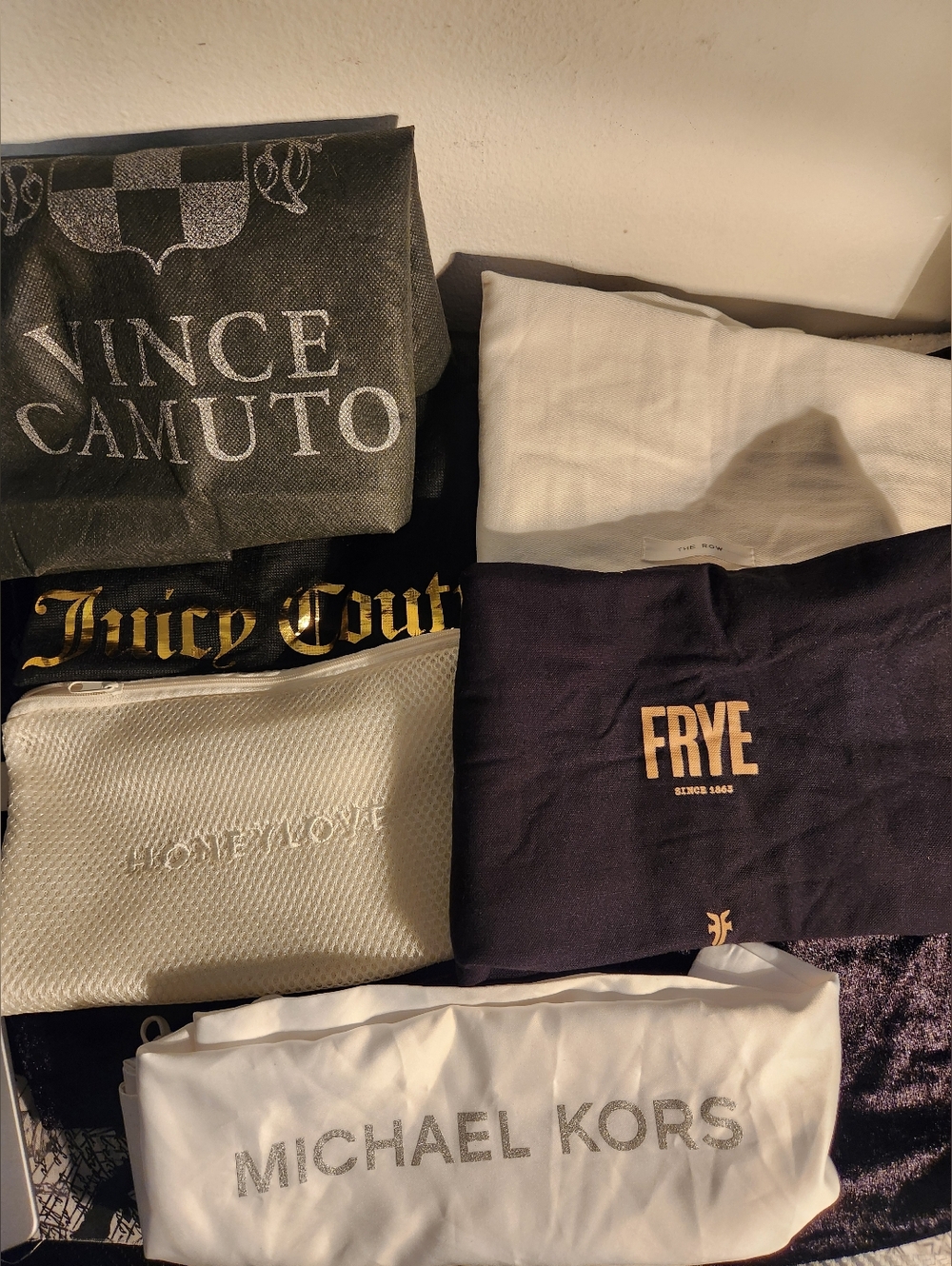 Designer Dust Bag Lot — Michael Kors, Juicy Couture, Frye, Vince Camuto